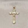Oro Laminado Religious Pendant, Gold Filled Style Crucifix Design, Polished, Golden Finish, 5.190.009