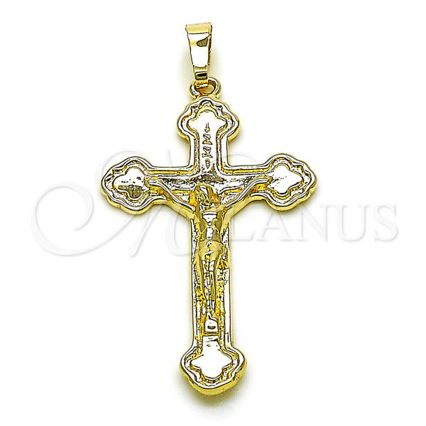 Oro Laminado Religious Pendant, Gold Filled Style Crucifix Design, Polished, Golden Finish, 5.190.009