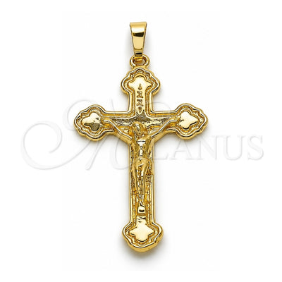 Oro Laminado Religious Pendant, Gold Filled Style Crucifix Design, Polished, Golden Finish, 5.190.009