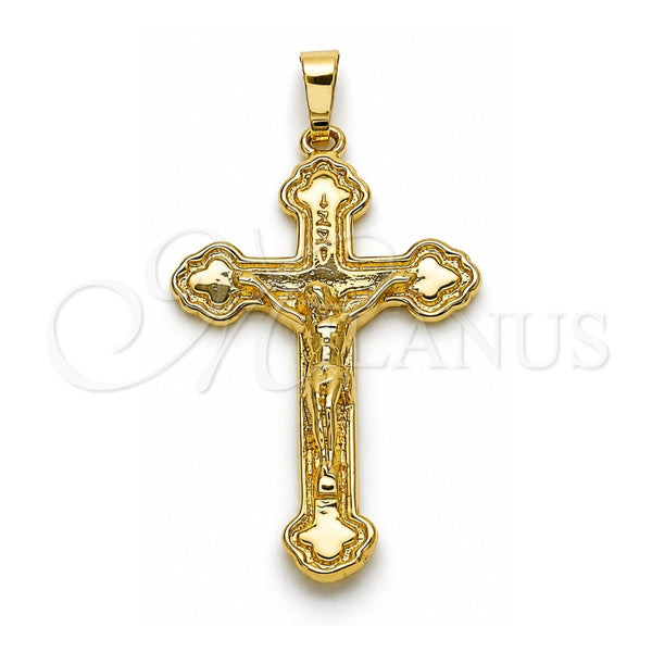 Oro Laminado Religious Pendant, Gold Filled Style Crucifix Design, Polished, Golden Finish, 5.190.009