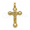 Oro Laminado Religious Pendant, Gold Filled Style Crucifix Design, Polished, Golden Finish, 5.190.009