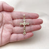 Oro Laminado Religious Pendant, Gold Filled Style Cross and Crucifix Design, Polished, Golden Finish, 5.189.013