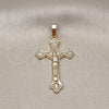 Oro Laminado Religious Pendant, Gold Filled Style Cross and Crucifix Design, Polished, Golden Finish, 5.189.013