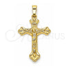 Oro Laminado Religious Pendant, Gold Filled Style Cross and Crucifix Design, Polished, Golden Finish, 5.189.013