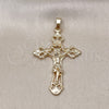 Oro Laminado Religious Pendant, Gold Filled Style Crucifix Design, Polished, Golden Finish, 5.188.003
