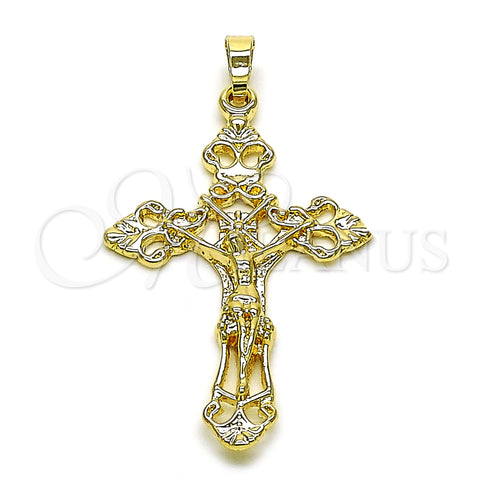 Oro Laminado Religious Pendant, Gold Filled Style Crucifix Design, Polished, Golden Finish, 5.188.003