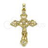 Oro Laminado Religious Pendant, Gold Filled Style Crucifix Design, Polished, Golden Finish, 5.188.003