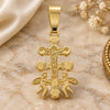 Oro Laminado Religious Pendant, Gold Filled Style Crucifix Design, Polished, Golden Finish, 5.190.005