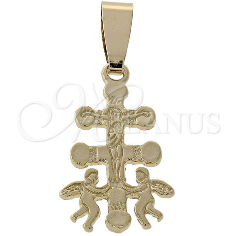 Oro Laminado Religious Pendant, Gold Filled Style Crucifix Design, Polished, Golden Finish, 5.190.005