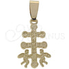 Oro Laminado Religious Pendant, Gold Filled Style Crucifix Design, Polished, Golden Finish, 5.190.005