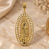 Oro Laminado Religious Pendant, Gold Filled Style Guadalupe Design, Polished, Golden Finish, 5.185.003