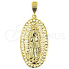 Oro Laminado Religious Pendant, Gold Filled Style Guadalupe Design, Polished, Golden Finish, 5.185.003