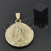 Oro Laminado Religious Pendant, Gold Filled Style Guadalupe Design, Diamond Cutting Finish, Golden Finish, 5.185.017