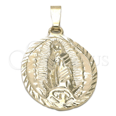 Oro Laminado Religious Pendant, Gold Filled Style Guadalupe Design, Diamond Cutting Finish, Golden Finish for wholesale, main product view