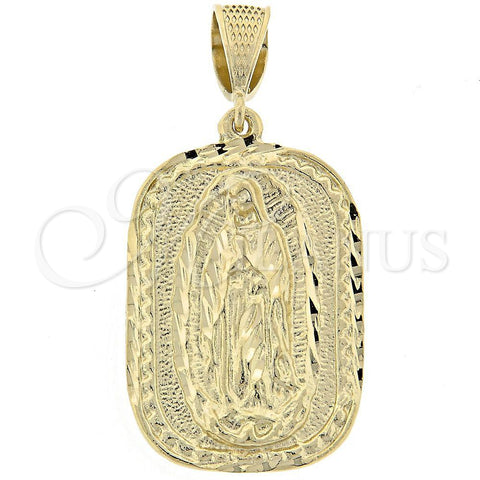 Oro Laminado Religious Pendant, Gold Filled Style Guadalupe Design, Polished, Golden Finish, 5.185.005