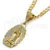Oro Laminado Religious Pendant, Gold Filled Style Guadalupe Design, Polished, Golden Finish, 5.184.012