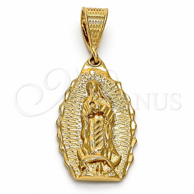 Oro Laminado Religious Pendant, Gold Filled Style Guadalupe Design, Polished, Golden Finish, 5.184.012