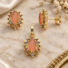 Oro Laminado Earring and Pendant Adult Set, Gold Filled Style with Dark Champagne Opal and Multicolor Crystal, Polished, Golden Finish, 10.164.0013.3