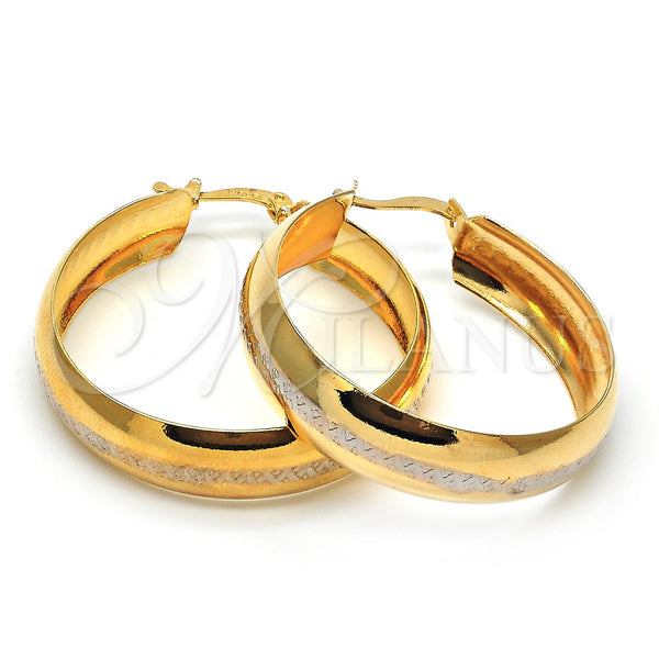 Oro Laminado Medium Hoop, Gold Filled Style Infinite Design, Polished, Two Tone, 107.012