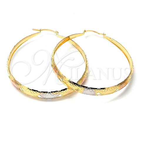 Oro Laminado Large Hoop, Gold Filled Style Polished, Tricolor, 107.007