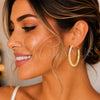Oro Laminado Large Hoop, Gold Filled Style Diamond Cutting Finish, Tricolor, 107.006