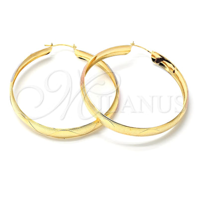 Oro Laminado Large Hoop, Gold Filled Style Diamond Cutting Finish, Tricolor, 107.006 for wholesale, main product view