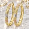 Oro Laminado Large Hoop, Gold Filled Style Diamond Cutting Finish, Tricolor, 107.005