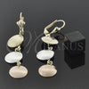 Oro Laminado Long Earring, Gold Filled Style Brushed Finish, Tricolor, 73.002