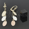 Oro Laminado Long Earring, Gold Filled Style Polished, Tricolor, 67.01
