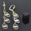 Oro Laminado Long Earring, Gold Filled Style Leaf Design, Polished, Tricolor, 84.011