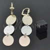 Oro Laminado Long Earring, Gold Filled Style Brushed Finish, Tricolor, 62.011