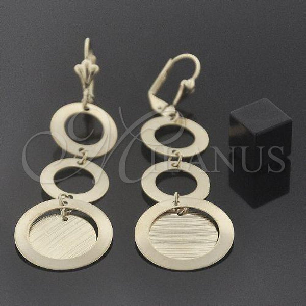 Oro Laminado Long Earring, Gold Filled Style Polished, Golden Finish, 80.011