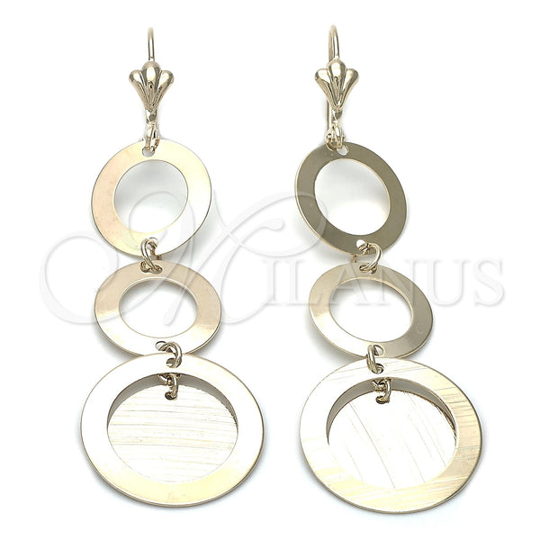 Oro Laminado Long Earring, Gold Filled Style Polished, Golden Finish, 80.011