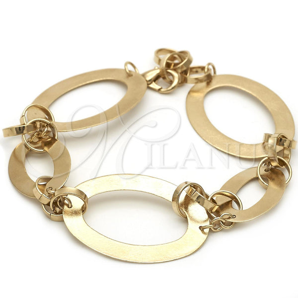 Oro Laminado Fancy Bracelet, Gold Filled Style Polished, Golden Finish, 029.001.07 (7 Inches Length)
