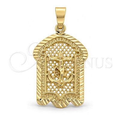Oro Laminado Religious Pendant, Gold Filled Style Crucifix Design, Diamond Cutting Finish, Golden Finish, 5.186.018