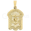 Oro Laminado Religious Pendant, Gold Filled Style Crucifix Design, Diamond Cutting Finish, Golden Finish, 5.186.018