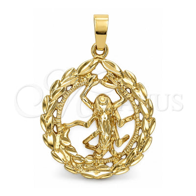Oro Laminado Fancy Pendant, Gold Filled Style Scorpion Design, Diamond Cutting Finish, Golden Finish, 5.187.013