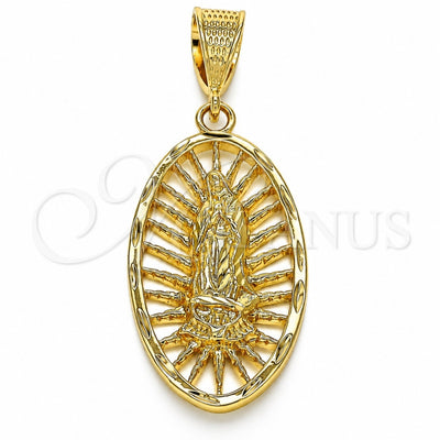 Oro Laminado Religious Pendant, Gold Filled Style Guadalupe Design, Polished, Golden Finish, 5.184.011