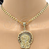 Oro Laminado Religious Pendant, Gold Filled Style Jesus Design, Diamond Cutting Finish, Golden Finish, 5.186.004