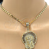 Oro Laminado Religious Pendant, Gold Filled Style Jesus Design, Diamond Cutting Finish, Golden Finish, 5.186.004