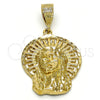 Oro Laminado Religious Pendant, Gold Filled Style Jesus Design, Diamond Cutting Finish, Golden Finish, 5.186.004