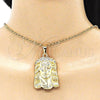 Oro Laminado Religious Pendant, Gold Filled Style Jesus Design, with White Cubic Zirconia, Polished, Golden Finish, 5.187.002
