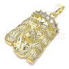 Oro Laminado Religious Pendant, Gold Filled Style Jesus Design, with White Cubic Zirconia, Polished, Golden Finish, 5.187.002