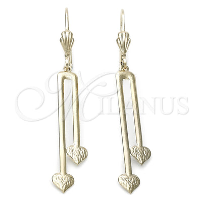 Oro Laminado Long Earring, Gold Filled Style Heart Design, Polished, Golden Finish, 77.01 for wholesale, main product view