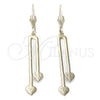 Oro Laminado Long Earring, Gold Filled Style Heart Design, Polished, Golden Finish, 77.01