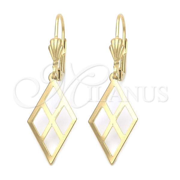 Oro Laminado Dangle Earring, Gold Filled Style Filigree Design, Polished, Golden Finish, 5.069.010