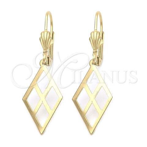 Oro Laminado Dangle Earring, Gold Filled Style Filigree Design, Polished, Golden Finish, 5.069.010