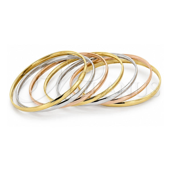 Oro Laminado Semanario Bangle, Gold Filled Style Polished, Tricolor, 5.232.005.05 (04 MM Thickness, Size 5 (2.50 Diameter))