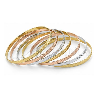 Oro Laminado Semanario Bangle, Gold Filled Style Diamond Cutting Finish, Tricolor, 116.009.05 (04 MM Thickness, Size 5 (2.50 Diameter))