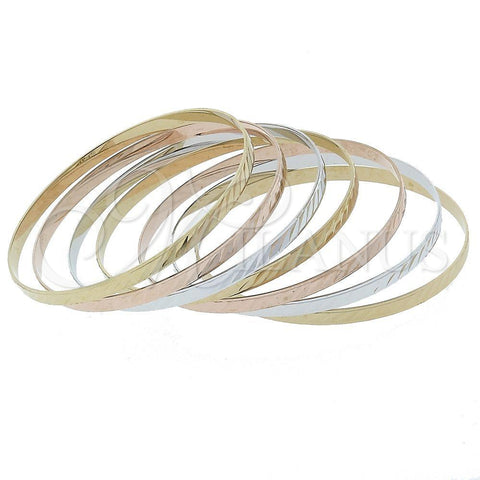 Oro Laminado Semanario Bangle, Gold Filled Style Diamond Cutting Finish, Tricolor, 116.009.05 (04 MM Thickness, Size 5 (2.50 Diameter))